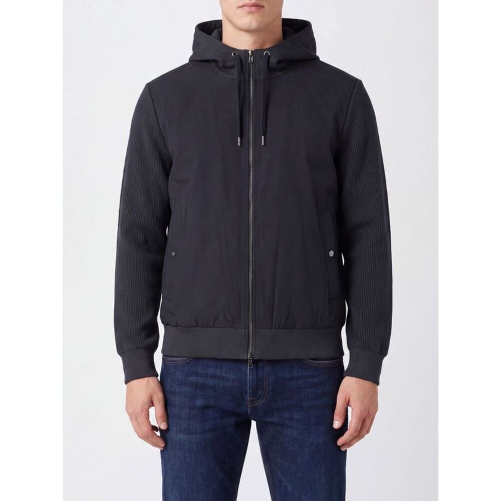 Herno Men Hooded Cotton-Blend Zip-Up Cardigan Herno With Drawstring